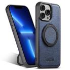For iPhone 13 Pro Suteni G3 360 Rotation Holder MagSafe Denim Leather Back Phone Case(Blue) - 1