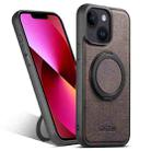 For iPhone 13 Suteni G3 360 Rotation Holder MagSafe Denim Leather Back Phone Case(Brown) - 1
