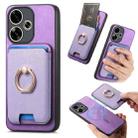 For Redmi Turbo 3 5G Retro Cross Leather Ring Vertical Insert Card Bag MagSafe Phone Case(Purple) - 1