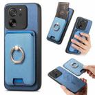 For Xiaomi 13T Pro 5G Retro Cross Leather Ring Vertical Insert Card Bag MagSafe Phone Case(Blue) - 1