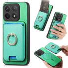 For Redmi K70 / K70 Pro 5G Retro Cross Leather Ring Vertical Insert Card Bag MagSafe Phone Case(Green) - 1