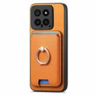 For Redmi 12 / Note 12R / Poco M6 Pro 5G Retro Cross Leather Ring Vertical Insert Card Bag MagSafe Phone Case(Yellow) - 2