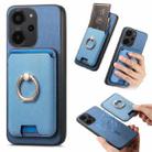 For Redmi 12 / Note 12R / Poco M6 Pro 5G Retro Cross Leather Ring Vertical Insert Card Bag MagSafe Phone Case(Blue) - 1