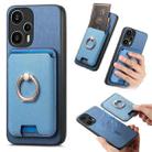 For Redmi Note 12 Turbo / Poco F5 5G Retro Cross Leather Ring Vertical Insert Card Bag MagSafe Phone Case(Blue) - 1