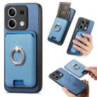 For Redmi Note 13 4G Retro Cross Leather Ring Vertical Insert Card Bag MagSafe Phone Case(Blue) - 1