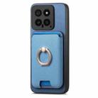 For Redmi Note 13 4G Retro Cross Leather Ring Vertical Insert Card Bag MagSafe Phone Case(Blue) - 2