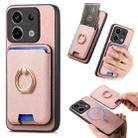 For Redmi Note 13 Pro 4G / Poco M6 Pro 4G Retro Cross Leather Ring Vertical Insert Card Bag MagSafe Phone Case(Pink) - 1