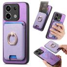 For Redmi Note 13 Pro 4G / Poco M6 Pro 4G Retro Cross Leather Ring Vertical Insert Card Bag MagSafe Phone Case(Purple) - 1