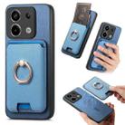 For Redmi Note 13 Pro 5G / Poco X6 5G Retro Cross Leather Ring Vertical Insert Card Bag MagSafe Phone Case(Blue) - 1