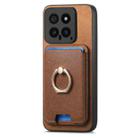 For Redmi Note 13 Pro+ 5G Retro Cross Leather Ring Vertical Insert Card Bag MagSafe Phone Case(Brown) - 2