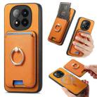 For Xiaomi 14 Pro 5G Retro Cross Leather Ring Vertical Insert Card Bag MagSafe Phone Case(Yellow) - 1