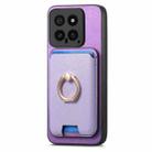 For Xiaomi 14 Pro 5G Retro Cross Leather Ring Vertical Insert Card Bag MagSafe Phone Case(Purple) - 2