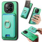 For Xiaomi 14 Pro 5G Retro Cross Leather Ring Vertical Insert Card Bag MagSafe Phone Case(Green) - 1