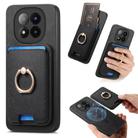 For Xiaomi 14 Pro 5G Retro Cross Leather Ring Vertical Insert Card Bag MagSafe Phone Case(Black) - 1