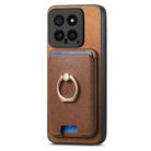 For Xiaomi 15 Retro Cross Leather Ring Vertical Insert Card Bag MagSafe Phone Case(Brown) - 2