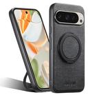 For Google Pixel 9 Pro Suteni G3 360 Rotation Holder MagSafe Denim Leather Back Phone Case(Black) - 1