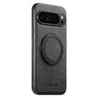 For Google Pixel 10 Pro XL Suteni G3 360 Rotation Holder MagSafe Denim Leather Back Phone Case(Black) - 1