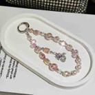 Fox Pendant Crystal Beads Mobile Phone Chain(Pink) - 1