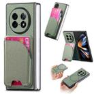 For OPPO Find N5 Twill Fabric Leather Skin Card Bag Magnetic Back Phone Case(Green) - 1