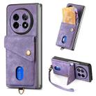 For OPPO Find N5 Retro Card Wallet Fold Leather Phone Case with Strap(Purple) - 1
