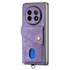 For OPPO Find N5 Retro Card Wallet Fold Leather Phone Case with Strap(Purple) - 2