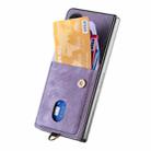 For OPPO Find N5 Retro Card Wallet Fold Leather Phone Case with Strap(Purple) - 3