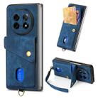 For OPPO Find N5 Retro Card Wallet Fold Leather Phone Case with Strap(Blue) - 1
