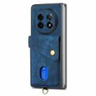 For OPPO Find N5 Retro Card Wallet Fold Leather Phone Case with Strap(Blue) - 2