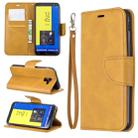 Retro Lambskin Texture Pure Color Horizontal Flip PU Leather Case for Galaxy J6 2018, with Holder & Card Slots & Wallet & Lanyard(Yellow) - 1