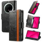 For Huawei Mate 70 Pro+ CaseNeo Splicing Dual Magnetic Buckle Leather Phone Case(Black) - 1