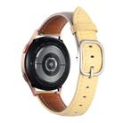 20mm Litchi Texture Square Buckle Genuine Leather Watch Band(Gray+Yellow) - 2