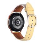 20mm Litchi Texture Square Buckle Genuine Leather Watch Band(White+Yellow) - 2