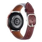 20mm Litchi Texture Square Buckle Genuine Leather Watch Band(Blue+Wine Red) - 2