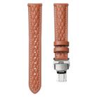 18mm Diamond Pattern Butterfly Buckle Genuine Leather Watch Band(Brown) - 3