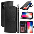 For iPhone X / XS Double Fold Printed Embossing Leather Phone Case(Black) - 1