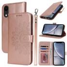 For iPhone XR Double Fold Printed Embossing Leather Phone Case(Rose Gold) - 1