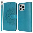 For iPhone 11 Double Fold Printed Embossing Leather Phone Case(Blue) - 2