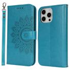 For iPhone 11 Pro Double Fold Printed Embossing Leather Phone Case(Blue) - 2