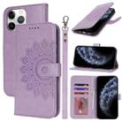 For iPhone 11 Pro Double Fold Printed Embossing Leather Phone Case(Purple) - 1