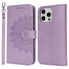 For iPhone 12 Pro Max Double Fold Printed Embossing Leather Phone Case(Purple) - 2