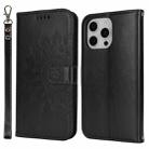For iPhone 13 mini Double Fold Printed Embossing Leather Phone Case(Black) - 2