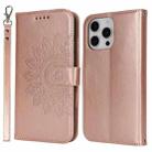 For iPhone 13 Pro Double Fold Printed Embossing Leather Phone Case(Rose Gold) - 2