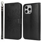 For iPhone 13 Pro Max Double Fold Printed Embossing Leather Phone Case(Black) - 2