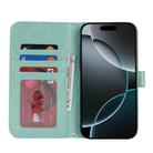 For iPhone 14 Plus Double Fold Printed Embossing Leather Phone Case(Mint Green) - 3