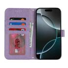 For iPhone 15 Pro Double Fold Printed Embossing Leather Phone Case(Purple) - 3