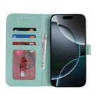 For iPhone 15 Pro Double Fold Printed Embossing Leather Phone Case(Mint Green) - 3