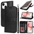 For iPhone 15 Plus Double Fold Printed Embossing Leather Phone Case(Black) - 1