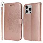 For iPhone 16 Double Fold Printed Embossing Leather Phone Case(Rose Gold) - 2