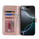 For iPhone 16 Double Fold Printed Embossing Leather Phone Case(Rose Gold) - 3