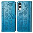 For Samsung Galaxy S25 Edge 5G Cat and Dog Embossed Leather Phone Case(Blue) - 2